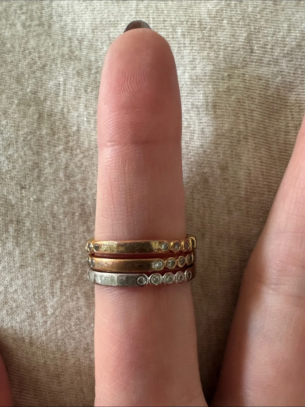 kate spade Mixed Metal Crystal Stackable Rings - Gold, Silver, Rose Gold
